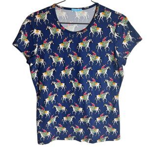 J.McLaughlin Racehorse Equestrian Jockey Short Sleeve Top Kentucky Derby M